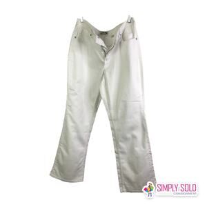 Coldwater Creek Womens 12P Flared Pants Natural Fit Hi-Rise White Cotton Stretch